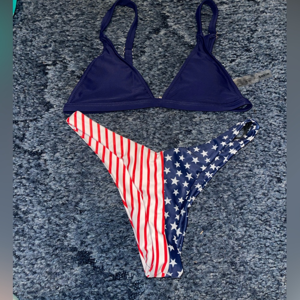 SHEIN Blue and Red Star-Striped Bikini